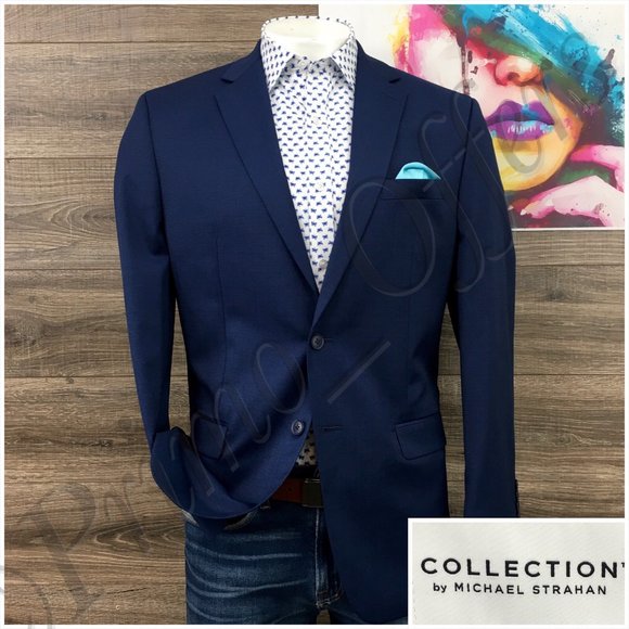 Collection Mens Blazer Sport Coat Two Button Casual‎ Jacket Size 42L Wool Suit